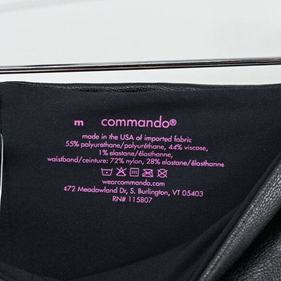 COMMANDO Pants Womens Size M Solid Black Faux‎ Leather Cropped Flare Pull On NEW - Picture 9 of 12